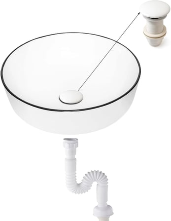 Fause Pop-up Basmalı Beyaz Seramik Başlıklı Lavabo Sifonu KSF103-W