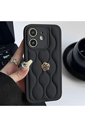 Camellia Deri Kılıf Siyah İphone 16 Pro Max