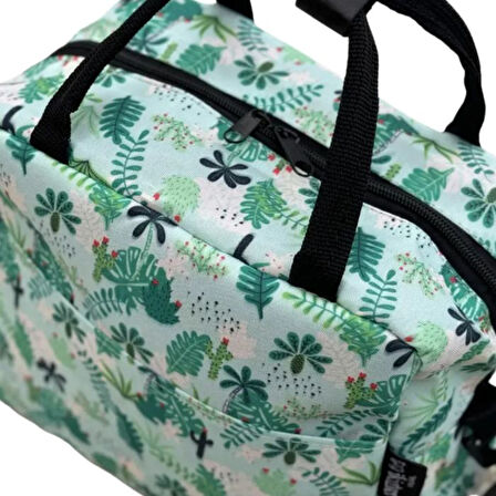 Uretti - Petek 7523 6776 Yaprak Baskılı Termal Yemek Taşıma Çantası / 26 Cm x 22 Cm - 4.5 Litre