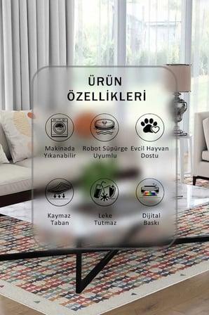 Yıkanabilir Kaymaz Taban Dijital Baskılı Halı ve Yolluk – Leke Tutmaz Salon & Mutfak Halısı