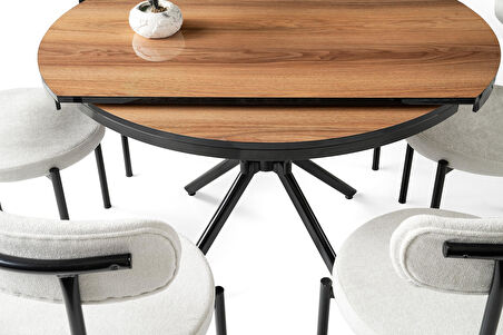 Bade MDF Oval HighGloss Açılır Mutfak Masası 73x120