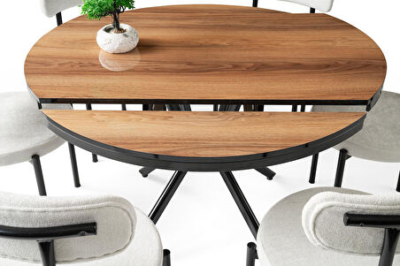 Bade MDF Oval HighGloss Açılır Mutfak Masası 73x120