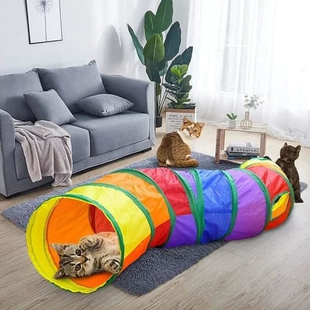 KIVRIMLI Kedi Tüneli Katlanır Gökkuşağı Uzun Kedi Köpek Oyun Tüneli Evcil Hayvan Oyun Tüneli