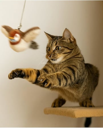 Dokunmatik Uçan Kuş Kedi Oyuncağı – Titreşimli &amp; Hareketli Peluş Kuş – Sesli &amp; Kanat Çırpma Efekti – İple Asılabilir – Gerçekçi Etkileşimli Kedi Oyuncağı