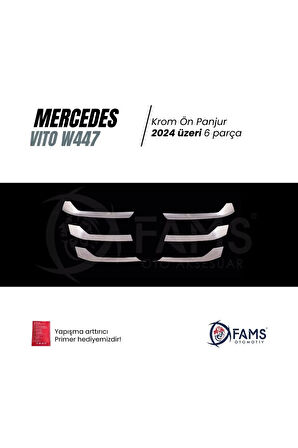 Mercedes Vito W447 Uyumlu 2024 Üzeri Ön Panjur 6 Parça Paslanmaz Çelik
