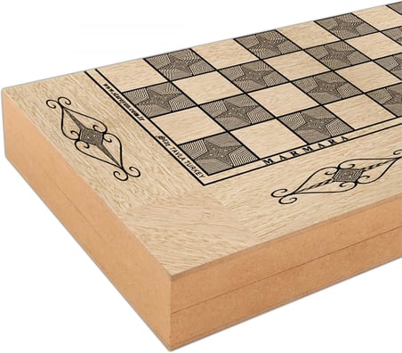 Star Marmara Yakma Ahşap Tavla – 12 mm MDF Kasa, Parlak Selefon Kaplama, 36 mm Krem &amp; Siyah Tavla Pulları, 9 mm Zar – Dayanıklı, Şık ve Tasarım