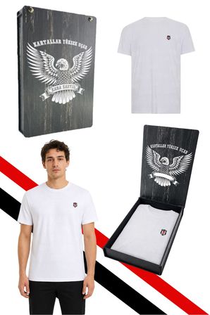 BEŞİKTAŞ ORİJİNAL LİSANSLI BEYAZ T-SHİRT LAZER KUTU HEDİYELİ