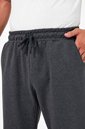 Kalın Antrasit Erkek Eşofman Altı Jogger Arka Cepli Lastik Paça Regular Fit Şardonsuz
