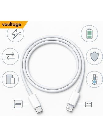 20W Type-C To Lightning Hızlı Şarj ve Veri Kablosu - Beyaz (1 Metre) - İPhone 14, 13, 12, 11, İPad Uyumlu Esnek ve Dayanıklı Şarj Kablosu