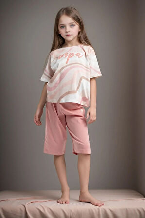 Kız Çocuk %100 Pamuklu Günlük T-Shirt & Şort İkili Takım US01.LL.01.P4.O008