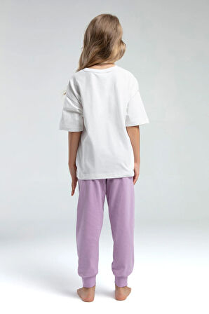 Kız Çocuk %100 Pamuklu Baskılı Kısa Kol İkili Pijama Takımı US01.LL.01.P4.O009