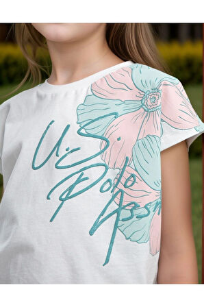 Kız Çocuk %100 Pamuklu T-Shirt & Şort İkili Takım US01.LL.01.P4.O015