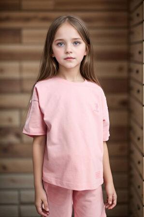 Kız Çocuk Giyim %100 Pamuklu T-Shirt & Şort İkili Set US01.LL.01.P4.O017
