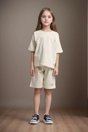 Kız Çocuk Giyim %100 Pamuklu T-Shirt & Şort İkili Set US01.LL.01.P4.O017