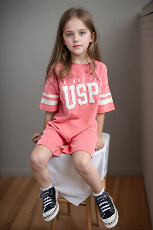 Kız Çocuk Giyim %100 Pamuklu T-Shirt & Şort İkili Set US01.LL.01.P4.O017