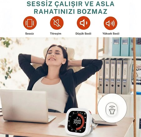 NPT32B Analog Görünümlü Dijital Kronometre Pomodoro Motivasyon Saati