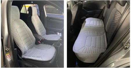 Audi Q3 Sportback ile Uyumlu Lüx Oto Koltuk Minderi Ön Arka Oturak 3'lü Set Bumerang Serisi Gri