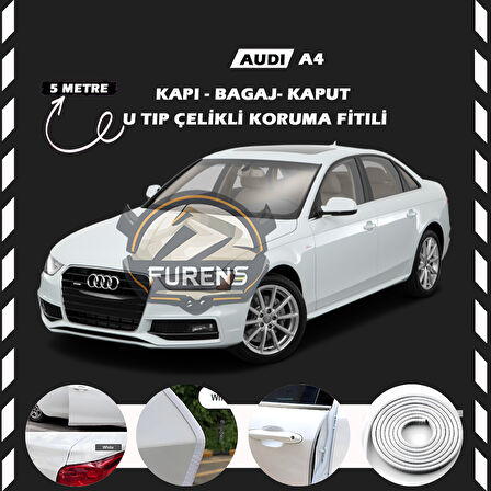 Audi A4 Oto Araç Kapı Koruma Fitili 5metre Parlak Beyaz Renk