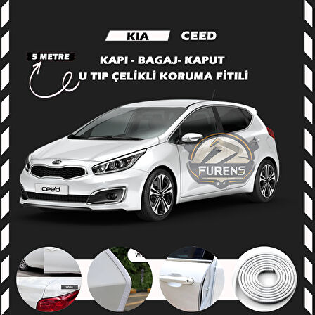 Kia Ceed Oto Araç Kapı Koruma Fitili 5metre Parlak Beyaz Renk