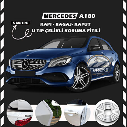 Mercedes A180 Oto Araç Kapı Koruma Fitili 5metre Parlak Beyaz Renk