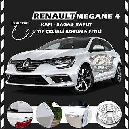 Renault Megane 4 Oto Araç Kapı Koruma Fitili 5metre Parlak Beyaz Renk