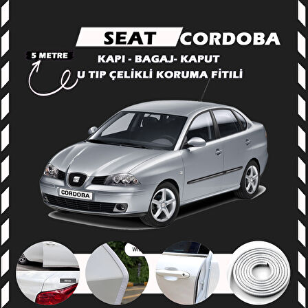 Seat Cordoba Oto Araç Kapı Koruma Fitili 5metre Parlak Beyaz Renk