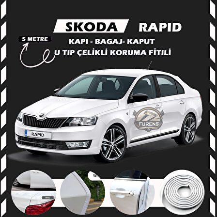 Skoda Rapid Oto Araç Kapı Koruma Fitili 5metre Parlak Beyaz Renk