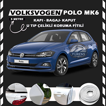 Volksvogen Polo MK6 Oto Araç Kapı Koruma Fitili 5metre Parlak Beyaz Renk