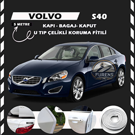 Volvo S40 Oto Araç Kapı Koruma Fitili 5metre Parlak Beyaz Renk