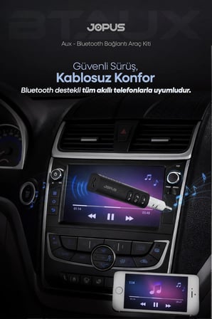 Bluetooth Aux Araç Kiti Bluetooth 5.0 HD Ses Kalitesi Kesintisiz Bağlantı, JPS-ARAÇ-KiTi