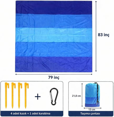 Plaj Battaniyesi, Kum Geçirmez Plaj Paspası 200,6 cm X 210,8 cm / 2-8 Yetişkin için Su Geçirmez Hızlı Kuruyan Açık Hava Piknik Matı Seyahat, Kamp, Yürüyüş için