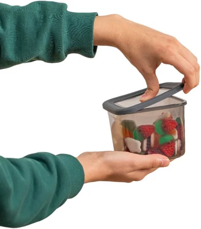 3'lü Set Sızdırmaz Kapaklı Kare Erzak Saklama Kabı 650Ml - 1300Ml - 1900Ml Antrasit