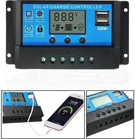 Güneş Paneli Solar Akü Şarj Kontrol Cihazı 12V 24V 30 Amper