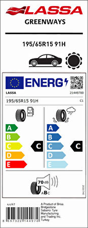 Lassa 195/65R15 91H Greenways C-C-70 Yaz Oto Lastiği (Üretim Yılı: 2024)