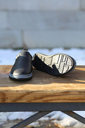 Yazlık Erkek Sportif Kundura Hakiki İç Dış Deri  Faylon Taban Bağcıksız Ortopedik Hava  Alabilen