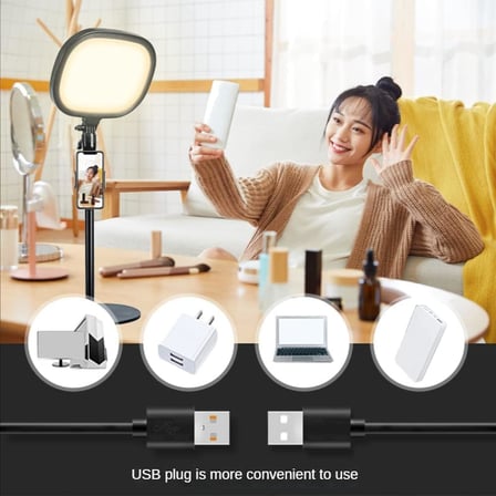 Beyaz Sarı Led Aydınlatma Video ve Fotoğraf Çekimi için Sürekli Işık Youtuber Twich Yayın Işığı Ürün Göresel Fotoğraflama Tripodlu Aydınlatma 23cm SY-039 (SY-039)