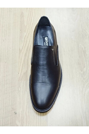 BerenniM551 Erkek Kışlık Kundura Hakiki Deri  Kauççuk Taban Bağsız