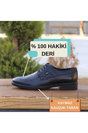 Erkek Kışlık Kundura Hakiki Deri  Kauççuk ve Kaymaz Taban Bağlı