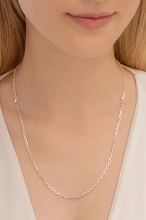 Kadın Gümüş Kolye - 2mm Forse Model 925 Ayar kadın Gümüş Kolye Zincir