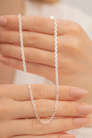 Kadın Gümüş Kolye - 2mm Forse Model 925 Ayar kadın Gümüş Kolye Zincir