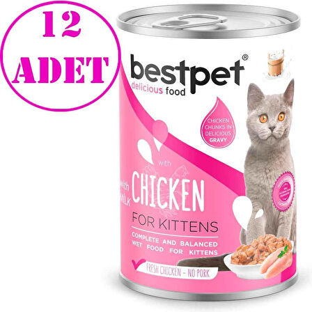 Best Pet Yavru Kedi Konservesi Tavuklu ve Sütlü 400 Gr 12 AD