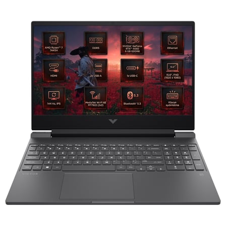 HP Victus Gaming 15 AMD Ryzen 7 7445HS 48GB 2TB SSD 6 GB RTX4050 144Hz 15.6" Freedos Laptop, Notebook BX9U9EA 008