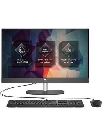 Hp ProOne 240 G10 Intel Core Ultra 7 155U 8GB 512GB SSD 23.8" FHD Freedos All In One Pc D21FRET1