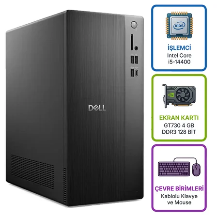 Dell Tower ECT1250 Intel Core i5-14400 32GB 1TB SSD 4 GB GT730 Freedos Masaüstü Bilgisayar ECT1250_RPLSR003_U 027