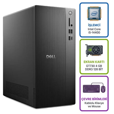 Dell Tower ECT1250 Intel Core i5-14400 16GB 1TB SSD 4 GB GT730 Windows 11 Pro Masaüstü Bilgisayar ECT1250_RPLSR003_U 031