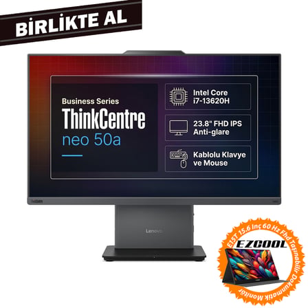 Lenovo ThinkCentre Neo 50a G5 Intel Core i7-13620H 32GB 1TB SSD 23.8" Fdos All In One+15.6" Touch Monitör 12SC001XTR 014