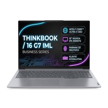 Lenovo ThinkBook 16 G7 IML Intel Core Ultra 5 125U 16 GB 1TB SSD 16" WUXGA Windows 11 Pro Laptop, Notebook 21MS005KTR 009