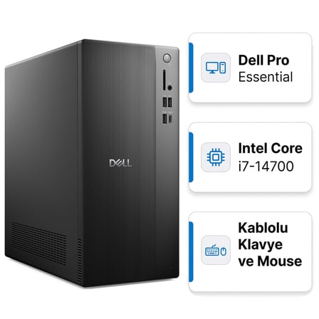 Dell Pro Essential QVT1260 Intel Core i7-14700 16GB 1TB SSD Freedos Masaüstü Bilgisayar BTO014_QVT1260_U 002