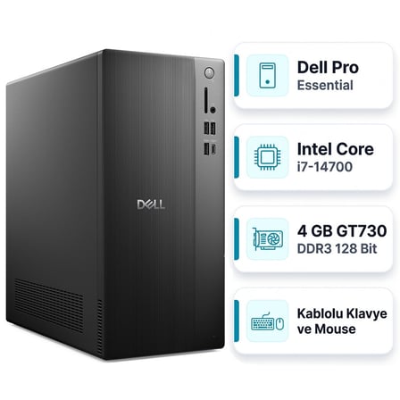 Dell Pro Essential QVT1260 Intel Core i7-14700 32GB 512GB SSD 4 GB GT730 Windows 11 Pro Masaüstü Pc BTO014_QVT1260_U 018
