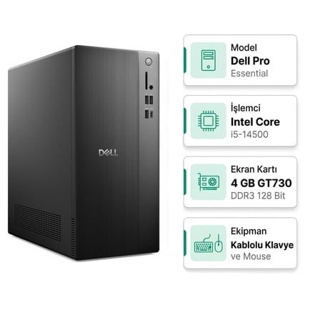 Dell Pro Essential QVT1260 Intel Core i5-14500 32GB 1TB SSD 4 GB GT730 Freedos Masaüstü Pc BTO005B_QVT1260_U 014